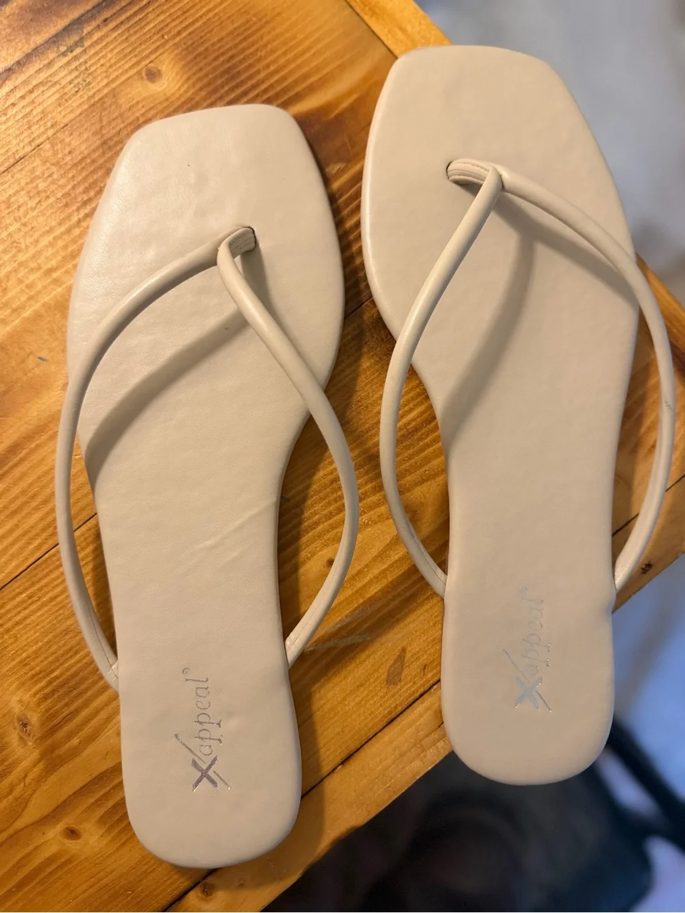 Xappeal Cream Minimal Strappy Square-Toe Sandals